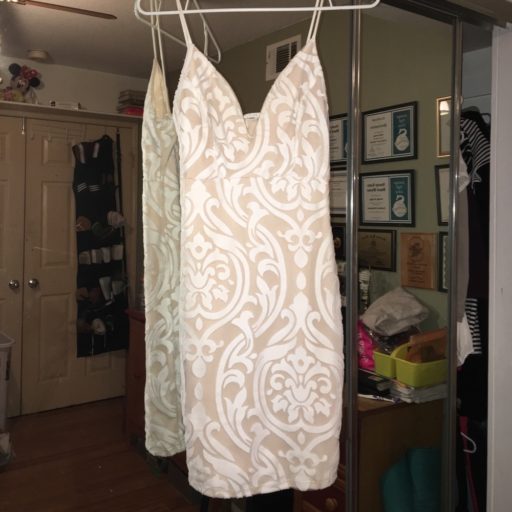 Charlotte Russe body-con beige dress